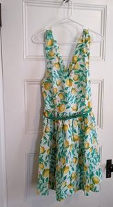 Lemon cocktail dress with belt